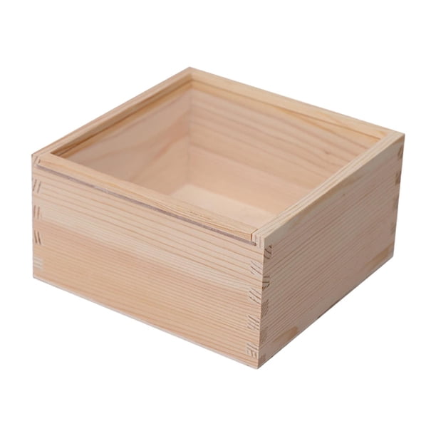 Caja de madera para regalo, caja de escritorio con tapa, contenedor de almacenamiento, organizador de joyas 15cmx15cmx10cm