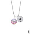 thumbnail image 2 of Delight Jewelry Silvertone Domed Multi Color RNC Silvertone Script Initial Disc - F - Charm Necklace, 20"+3", 2 of 4