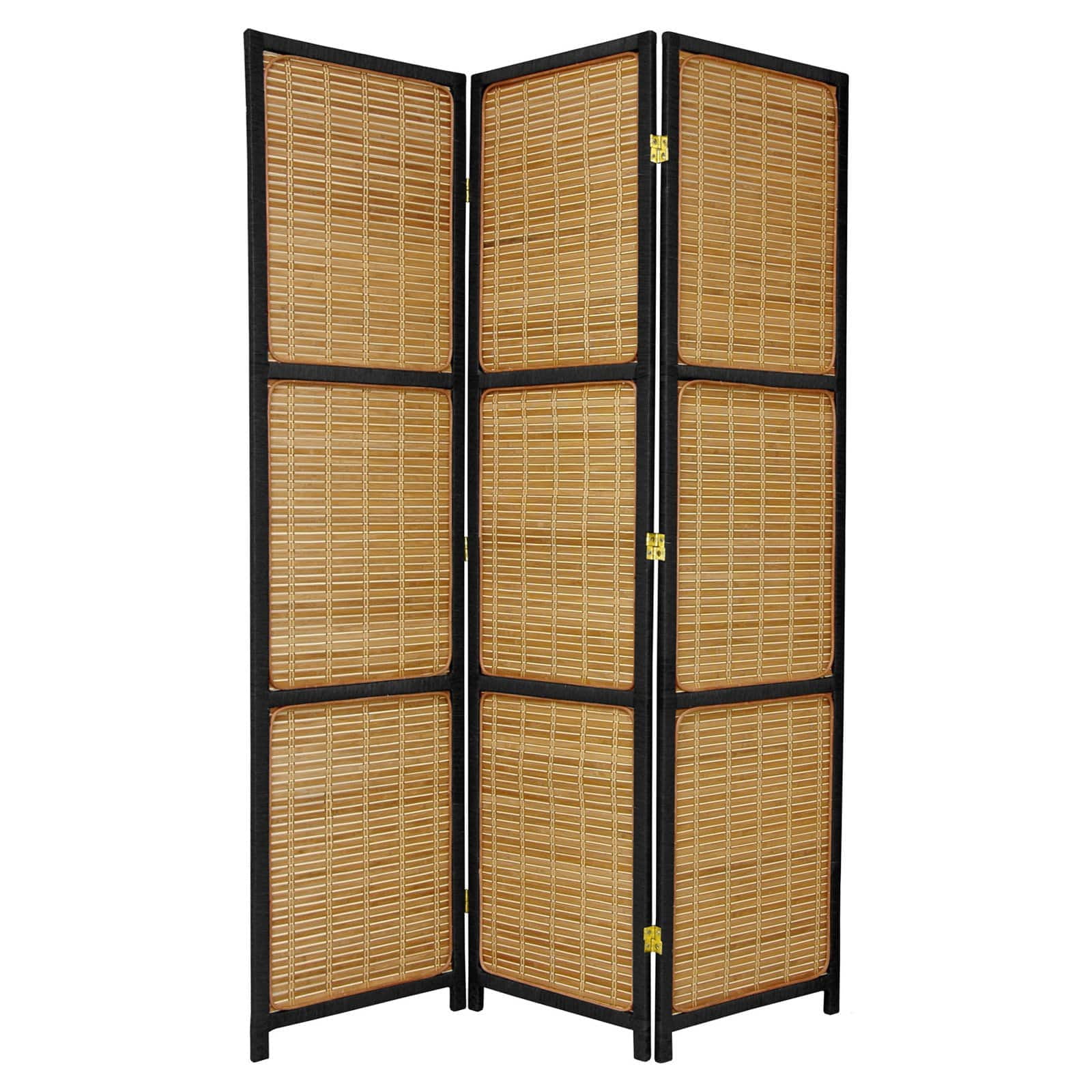 Oriental Furniture 6 ft. Tall Woven Accent Room Divider - 3 Panel - Black