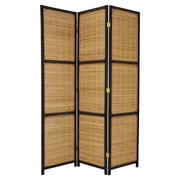 Oriental Furniture 6 ft. Tall Woven Accent Room Divider - 3 Panel - Black