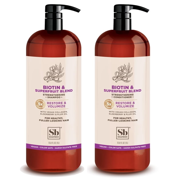 Set de champú y acondicionador Soapbox Biotin & Superfruit 1L
