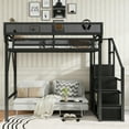 thumbnail image 4 of Mirightone Heavy Duty Metal Loft Bed Frame, Full Loft Bed with Storage Shelves, Stairs and Wardrobe, Space Saving High Loft bed for Adults & Teens, Industrial Apartment Loft Bed, Black, 4 of 12