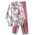 thumbnail image 2 of THDHVS Two Piece Sets for Women,Plus Size Fashion,Womens Fall Loose 2 Piece Outfits Print Long Sleeve Casual Going Out Wide Leg Pants Set Pink M, 2 of 5