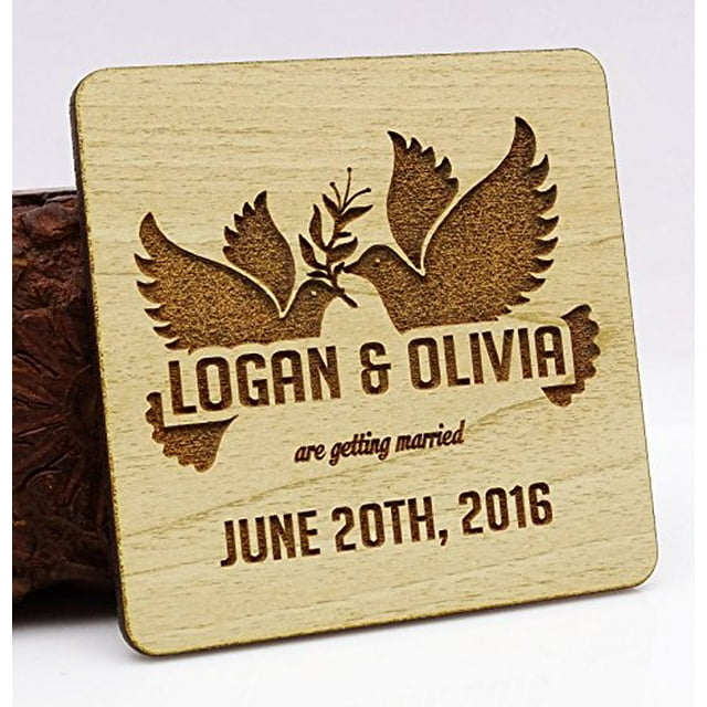 Rustic Wedding Save the Date Wooden Magnet 10 Custom Engraved Wooden Magnet Personalized Gift