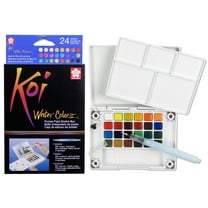 Sakura Koi 24 Watercolors Pocket Field Sketch Box Set with Water Brush