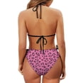 thumbnail image 6 of Uourmeti Pink Leopard Print Halter Neck Two-Piece Bikini - Sexy Tie Side Triangle Swimsuit for Beach Vacation & Pool Party - Figure Hugging Quick Dry Swimwear, 6 of 9