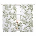 thumbnail image 2 of Sage Green Flower Semi Sheer Window Curtains 63 Inches Long, Vintage Country Rose Leaf Floral Rod Pocket Voile Silky Chiffon Curtain Light Filtering Drapes for Living Room, Kitchen, 52"x63", 2 Panels, 2 of 9