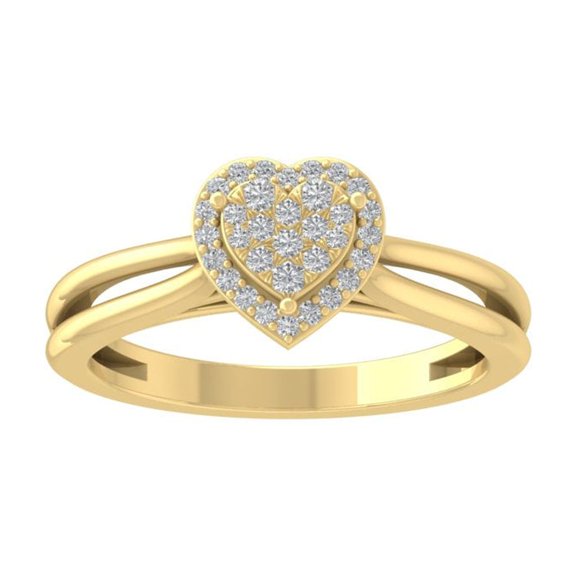 Araiya Fine Jewelry 10K Yellow Gold Round-shape Lab Grown Diamond Cluster Engagement Ring ( 1/5 cttw, D-F Color, VS Clarity) Size 7.5