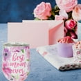 thumbnail image 2 of Mary Square Stemless Wine Glass with Lid Floral Print - "Best Mom Ever", 2 of 3
