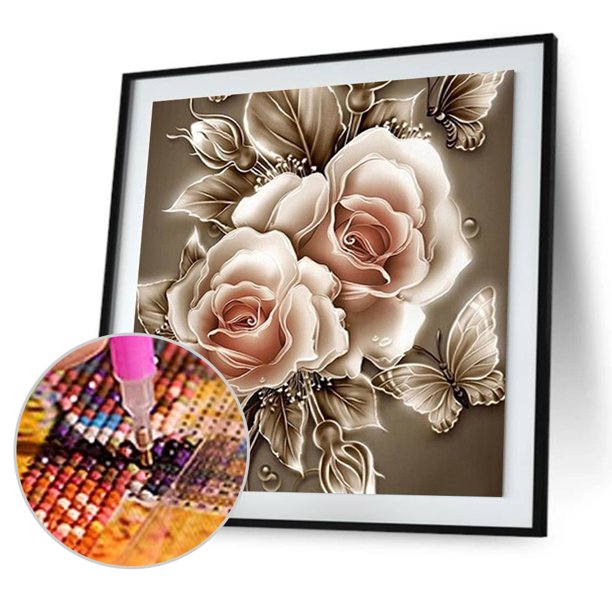 Cuadros Decorativos Rosa 5D diamante pintura bordado DIY artesanía punto de cruz decoración del hogar (marrón Likrtyny embutido en tela