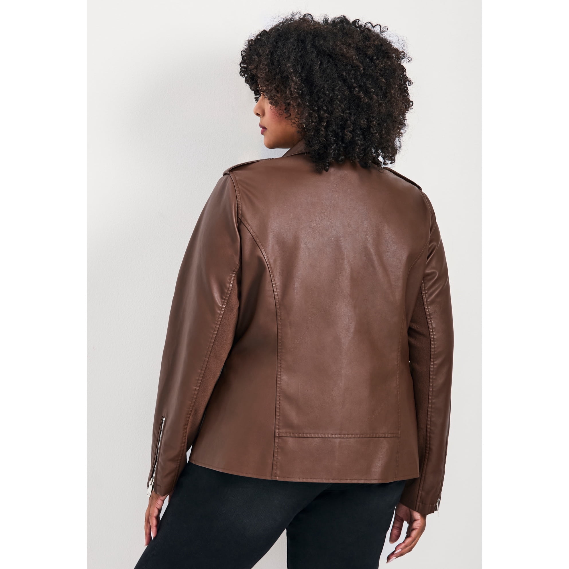 Avenue Women's Plus Size Jane Faux Leather Jacket