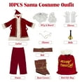 thumbnail image 2 of Santa Claus Costume for Men 10PCS, Christmas Santa Costume Adult Deluxe Santa Suit Professional Santa Outfit, 2 of 8