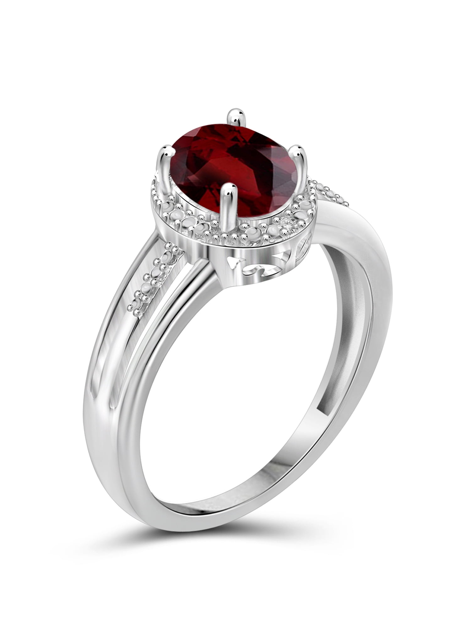 JewelersClub 1 1/2 Carat T.G.W Garnet And White Diamond Accent Sterling Silver Ring