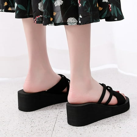 

Cathalem Womens Dog Slippers Fashion Non-Slip Breathable Beach Summer Toe Wedge Women Open Slippers Women Plush Bear Slippers Black 6.5