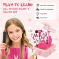 thumbnail image 5 of sixwipe Girls Beauty Salon Set, 17 Pcs Kids Beauty Salon Toy Kit, Pretend Play Hair Styling Set with Blow Dryer, Barber Apron, Scissors and Stylist Accessories, Girls Hair Salon Playset for 3-9, 5 of 8