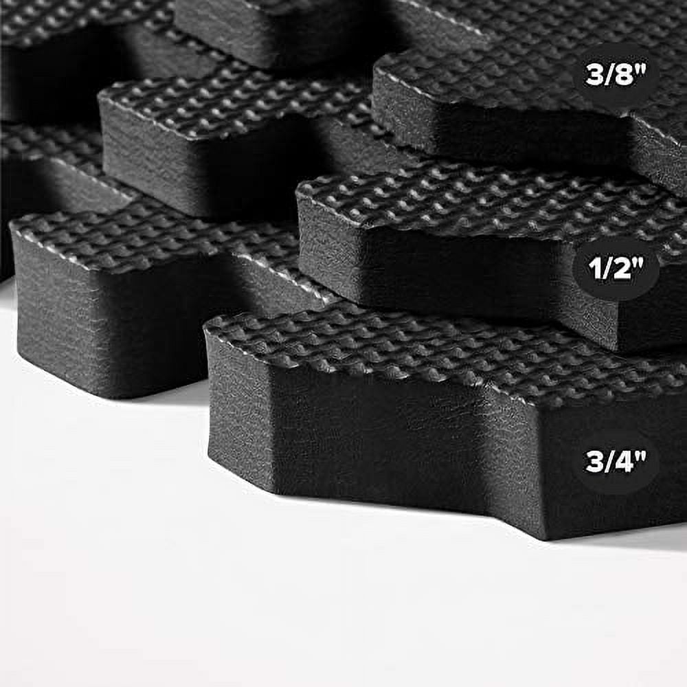 We Sell Mats 24 Sq. Ft. Black EVA Foam Interlocking Floor Mats Cushioned 6 Piece
