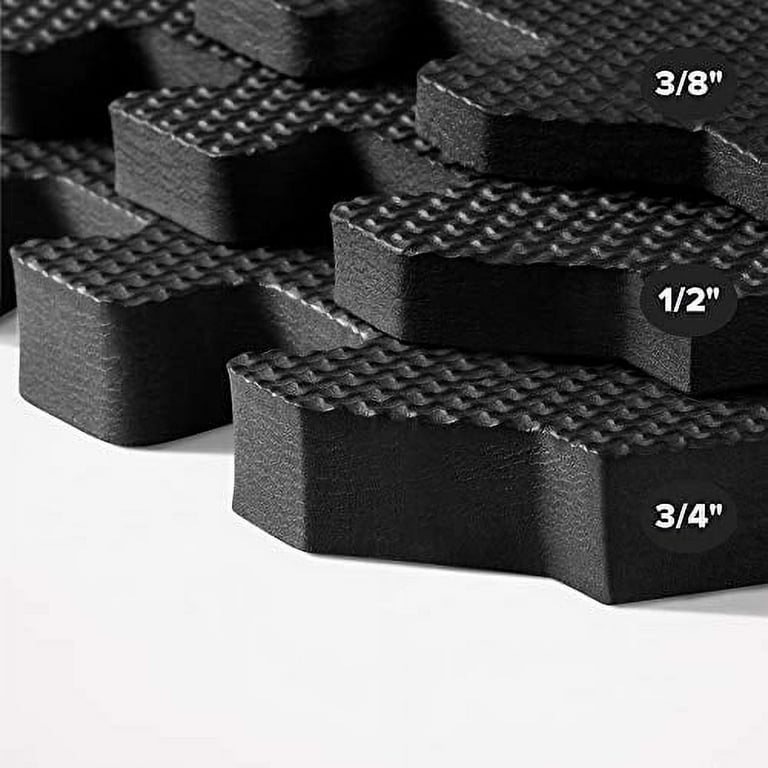 We Sell Mats 3/8 Inch Thick Multipurpose Exercise Floor Mat with EVA Foam,  Interlocking Tiles, Anti-Fatigue for Home or Gym, 24 in x 24