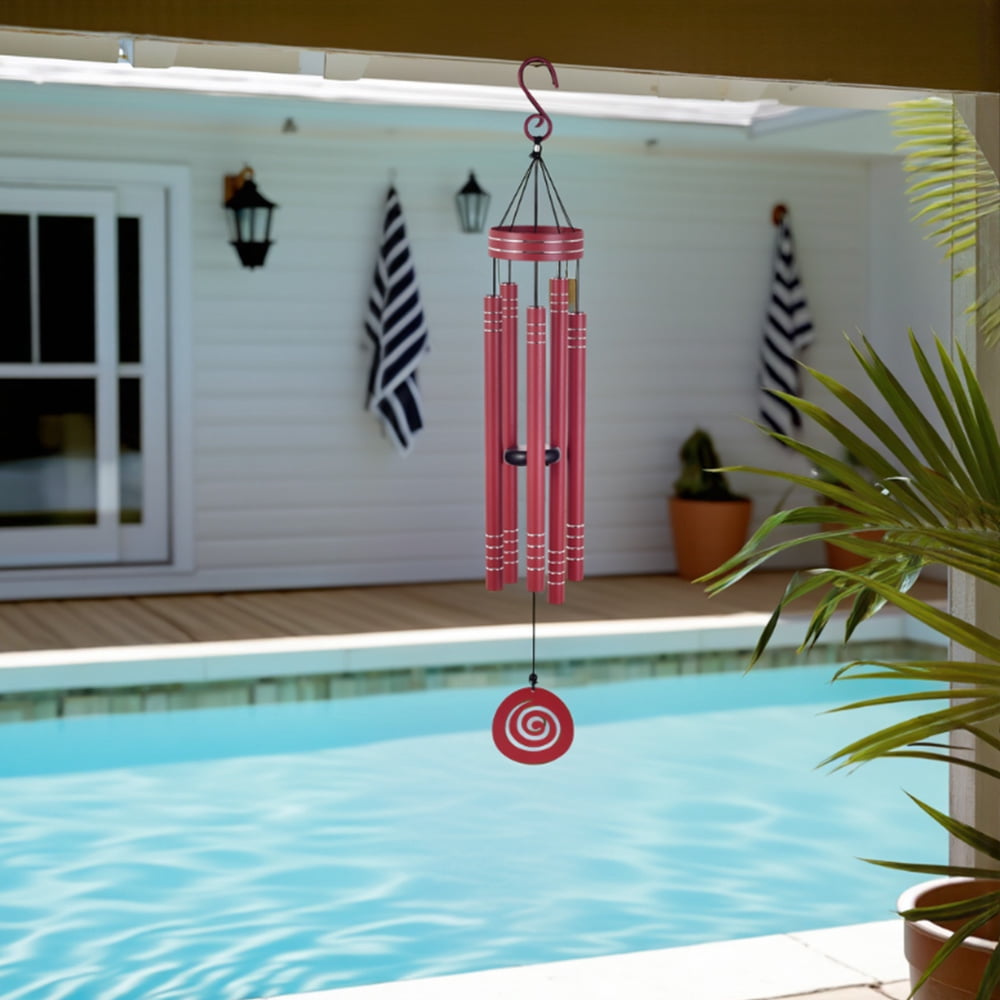 Sunset Vista Design 41" Heavy Tone Wind Chimes, Modern Wind Chimes with Aluminum Tubes and S Hook,Outdoor/Indoor Wind Chimes for Home Garden Hanging Decor,Window Wind Bells, Red