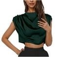 thumbnail image 2 of Mujeres Manga Corta Tops Casual Botón Sólido Cremallera Plegado Blusa Superior Poliéster, Manga Corta Señoras Moda para el Verano Y la Primavera, 2 of 7
