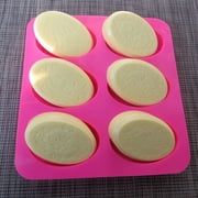 TERGAYEE Silicone Oval Soap Molds,6-Cavities DIY Handmade Soap Mold with Mixed Flower Patterns for Milk Soap,Silicone Mold for Soap Making