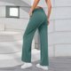 thumbnail image 4 of Amzcrzy Pantalones Vestir Mujer Color Liso S-2XL - Cintura Alta Elástica, Pliegues Frontales, Sin Cremallera, Bolsillos, Para Trabajo Verde, 4 of 5