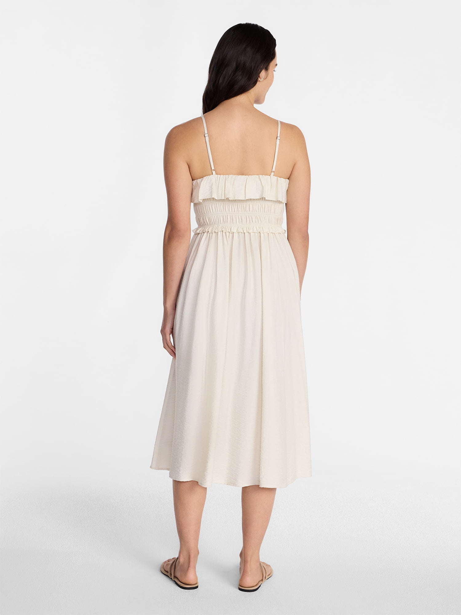 Time and Tru Women's Sleeveless Smocked Midi Dress, Sizes XS-XXXL