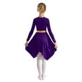 thumbnail image 3 of YiZYiF Kids Girls Liturgical Praise Dance Dress Church Long Sleeve Metallic Block Worship Tunic Purple 6, 3 of 7