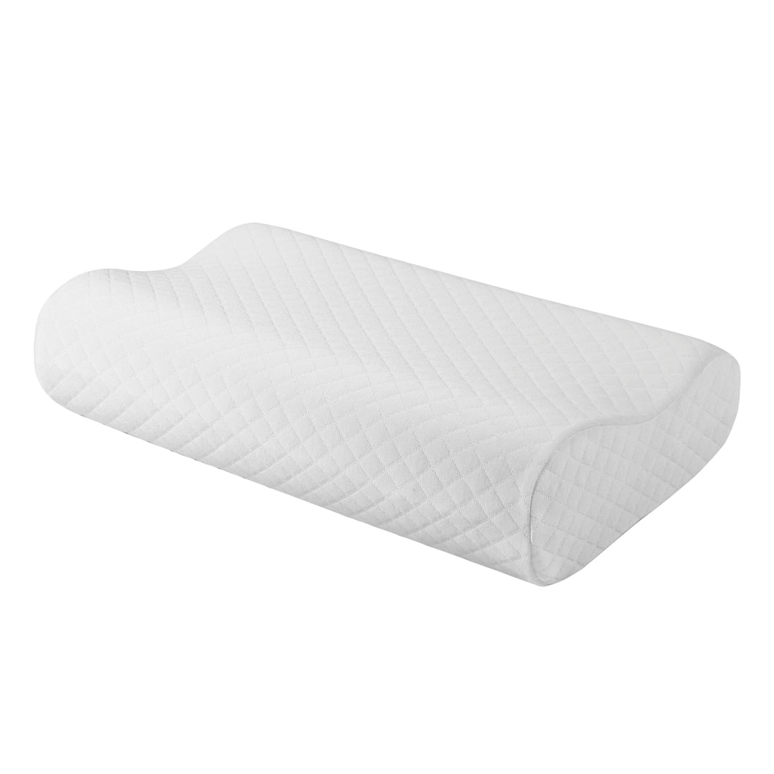Memory Foam Contour Pillow Back Neck Support Bed Pillow w/ Cover White Plaid 60*40*13/11cm