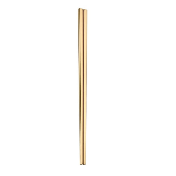 MasteelfCA A Pair of Stainless Steel Chopsticks Electroplating Square Chopsticks Reusable Metal Chopsticks (23cm, Golden)