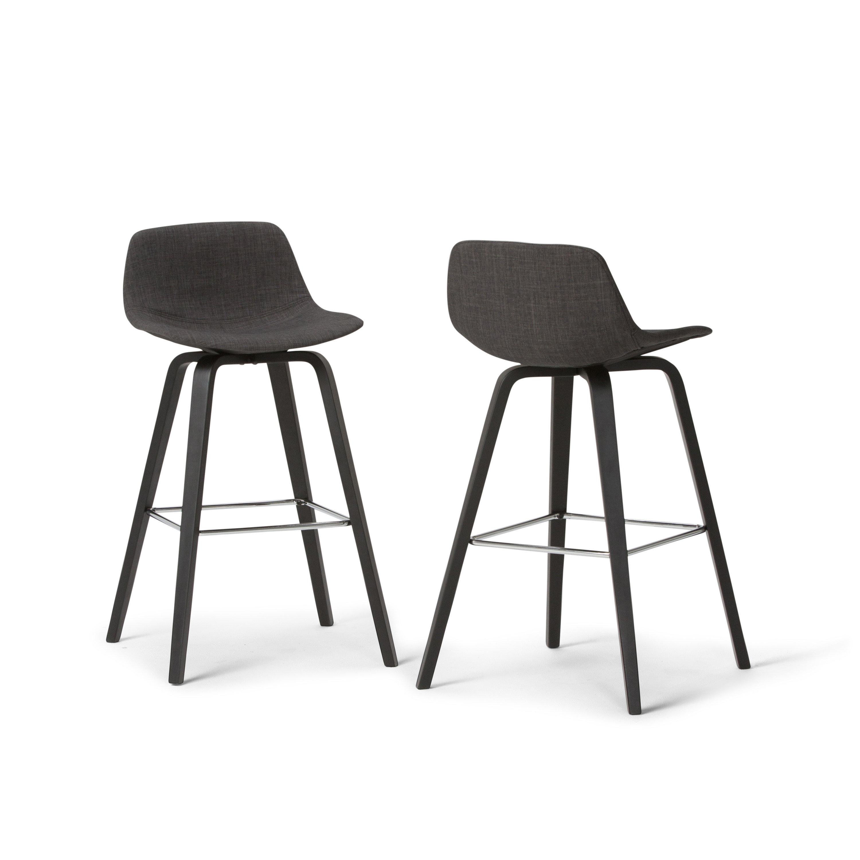 Brooklyn + Max Harvard Mid Century Modern Bentwood Counter Height Stool (Set of 2) in Charcoal 