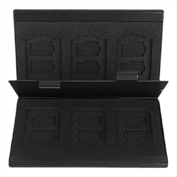 Soporte para Tarjeta SD Estuche Rígido de Aleación de Aluminio, Capacidad de Doble Capa para 6 Tarjetas SD y 12 Tarjetas TF
