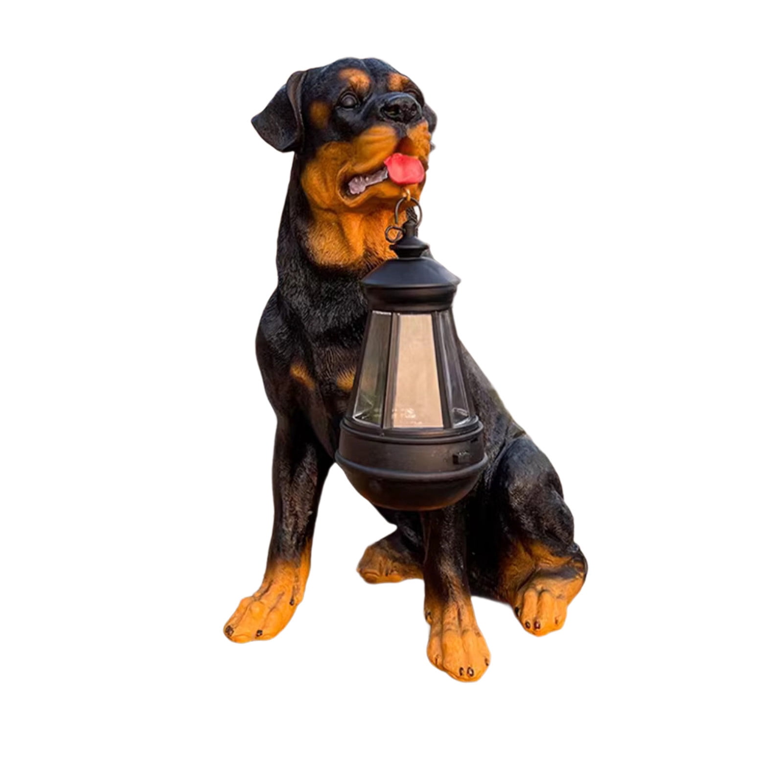 Sylchomon Solar Powered Dog Statue LED Light Outdoor Garden Decor Rechargeable Resin Yard Ornament Weatherproof Hanging Lantern Pet Design