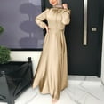 thumbnail image 2 of FYEGRE Clergy Dress for Women Long Sleeve A Line Elegant Maxi Dress with Tab Insert Stand Collar and Belt 1-Beige S, 2 of 7