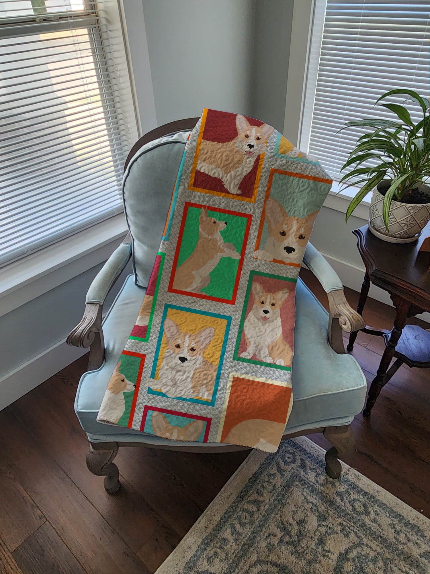 Lots of Fawn Cardigan Corgi Quilted Blanket 50x60 50 in x 60 in