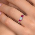 thumbnail image 4 of Gem Stone King 14K White Gold White Lab Grown Diamond & Red Ruby 3-Stone Engagement Ring | 1.20 Cttw | Round 5MM and 4MM | Three Stone Wedding Anniversary Promise Ring for Women (Size 5), 4 of 6