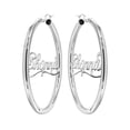 thumbnail image 3 of 14K Ladies White Gold Name Plate Hoop Earrings, 3 of 5