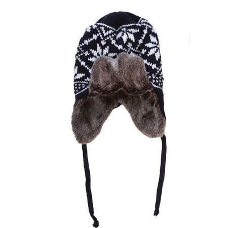 - Unisex Cold Weather / Winter Knit Faux Fur Hat with Earflaps