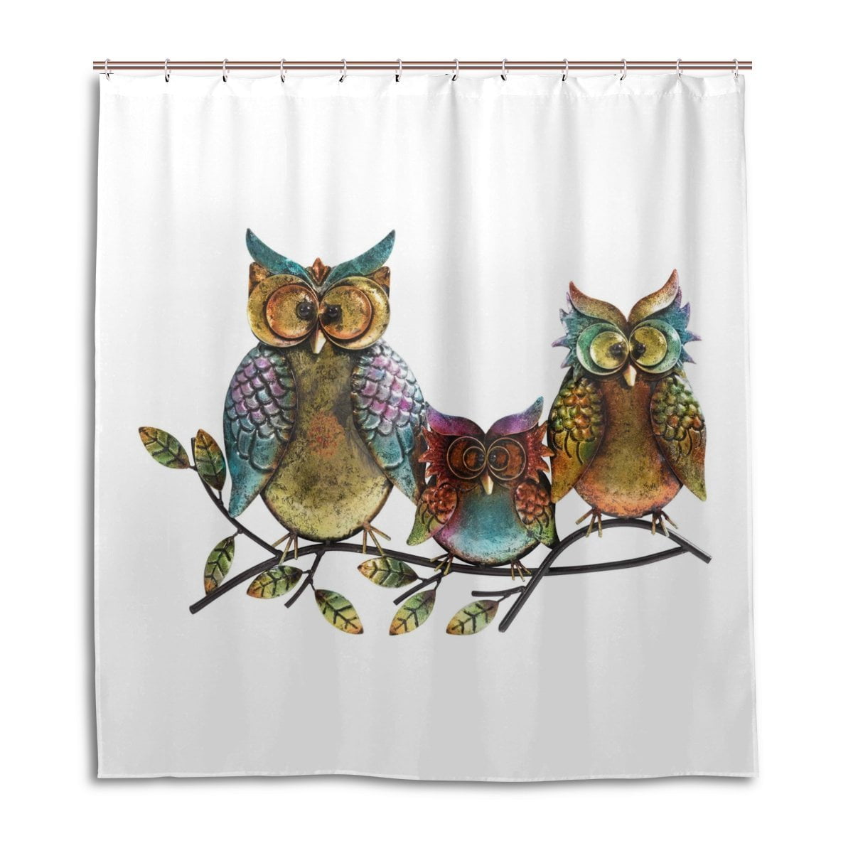 POPCreation Owl Family Of Three Wall Decor Shower Curtain Waterproof