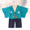 thumbnail image 4 of FELTECHELECTR Mono de bebé tipo kimono japonés de manga larga, traje de bebé, mameluco, ropa para niños pequeños con abrigo azul, adecuado para niños de 12 a 18 meses, 4 of 7