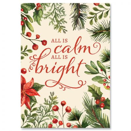 All Is Calm Religious Christmas Cards  Holiday Greeting Cards, Set of