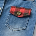 thumbnail image 4 of oqasdz Girls Jackets Children Long Sleeve Denim Patch Plaid Turn Down Collar Outerwear Jacket Casual Fashion Top Coat Outwear Size 18 M-24 M, 4 of 4