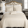 Luxury Soft Checkered Diamond Stitched 3 Piece Coverlet Set Wrinkle-Free Reversible All Season Mini Bedspread Set -Ivory-Full/Queen
