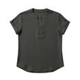 thumbnail image 6 of Dolkfu Casual Shirt for Men V Neck Cotton Linen T-Shirt Loose Men's Button Short Sleeve Pullover Tees 3X, 6 of 6