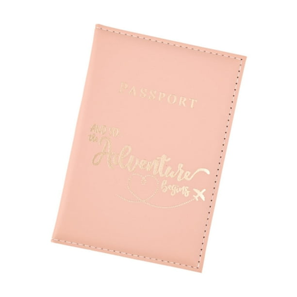 Monedero de cuero sintético para pasaporte, organizador de tarjetas de crédito, funda moderna para pasaporte Rosa