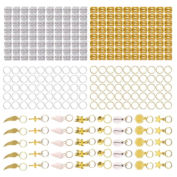 Milisten 305Pcs Decorative Hair Buckles Alloy Hair Rings Dreadlock Hair Accessories