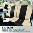 thumbnail image 6 of FH Group 3 rows Cloth Car Seat Covers for SUV, Sedan, Van Full Set - Universal Fit Automotive Seat Covers, Split Bench Rear Seat with Steering Wheel Cover, 4 Seatbelt Pads Beige/Black, 6 of 9