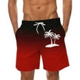 thumbnail image 2 of Shorts for Men Gradient Coconut Tree Print Beach Shorts with Pockets Elastic Waist Drawstring Summer Casual, S-5XL, 2 of 5