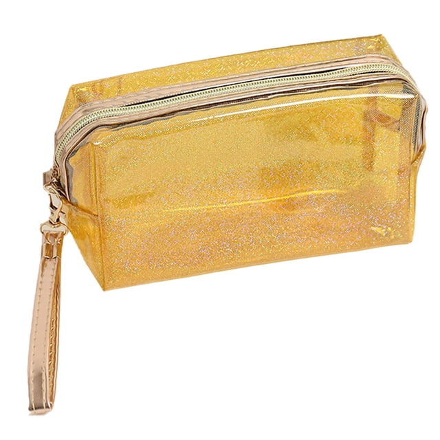 Bolsa de maquillaje transparente portátil para baño, vacaciones y organización