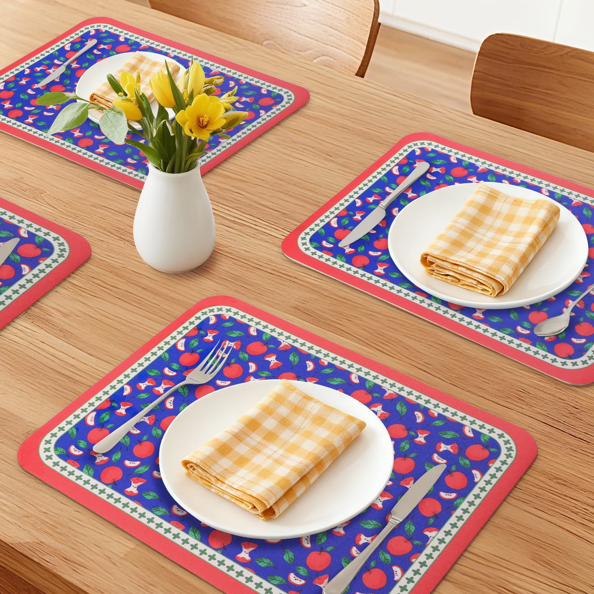 Unique Bargains Placemats Set of 6 Leather Placemats for Kitchen Dining Table Red