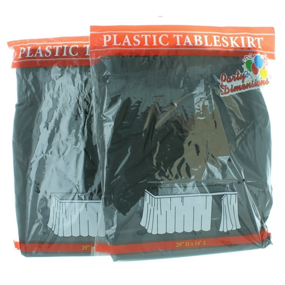 Lot of 2 Black Table Skirts 29" x 14' Plastic Table Skirt Party Decoration Cover